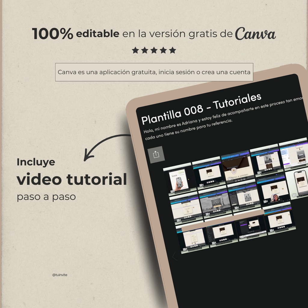 Invitación web boda - Plantilla editable en Canva - Atemporal