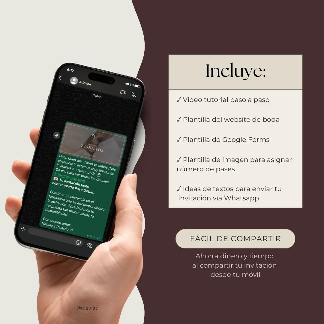 Invitación web boda - Plantilla editable en Canva - Burgundy