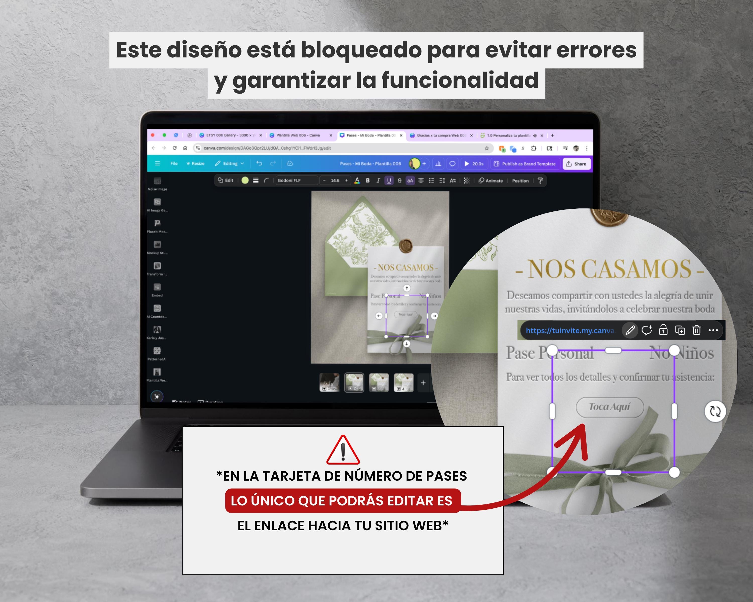 Invitación web boda - Plantilla editable en Canva - Floral