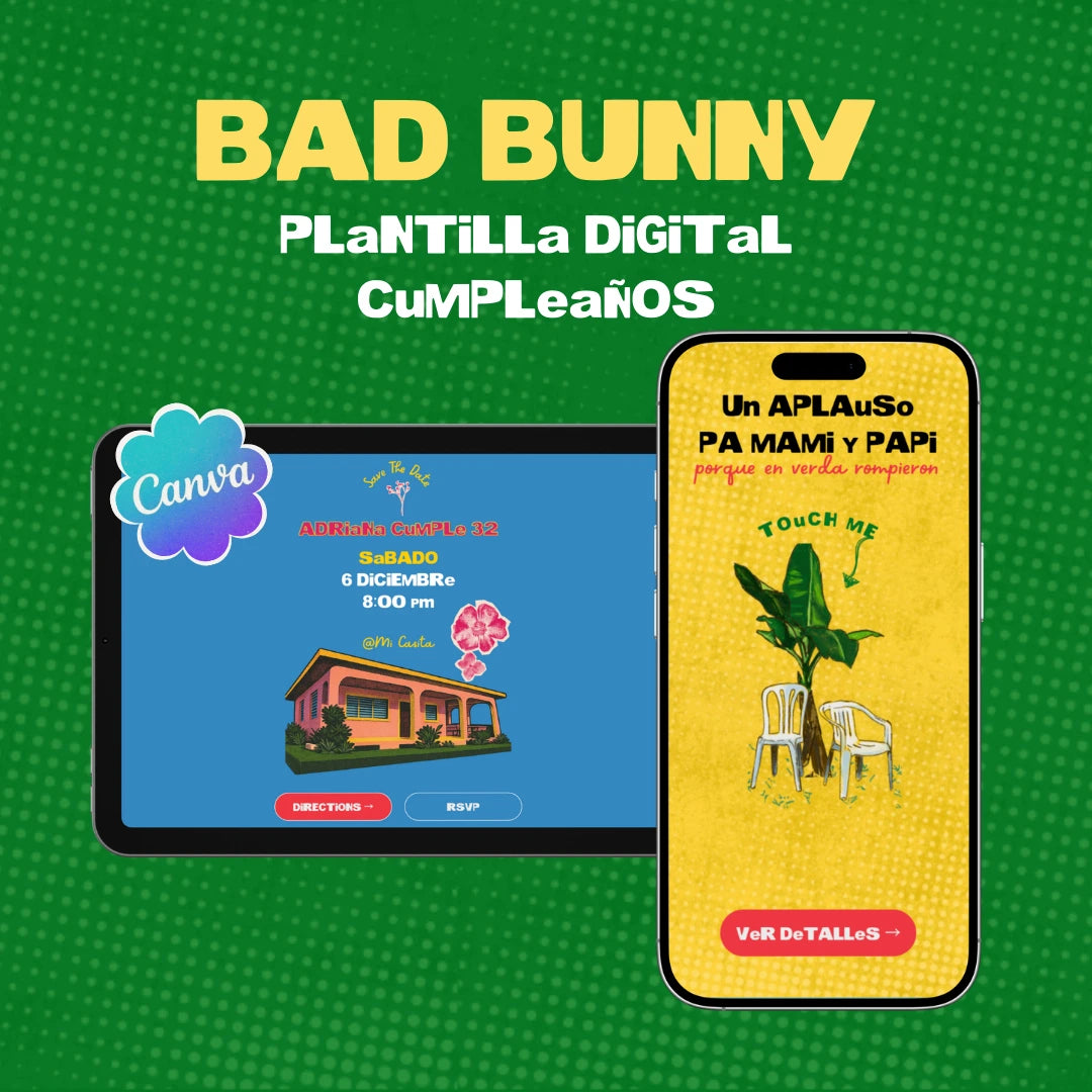Bad Bunny - Plantilla Editable Cumpleaños