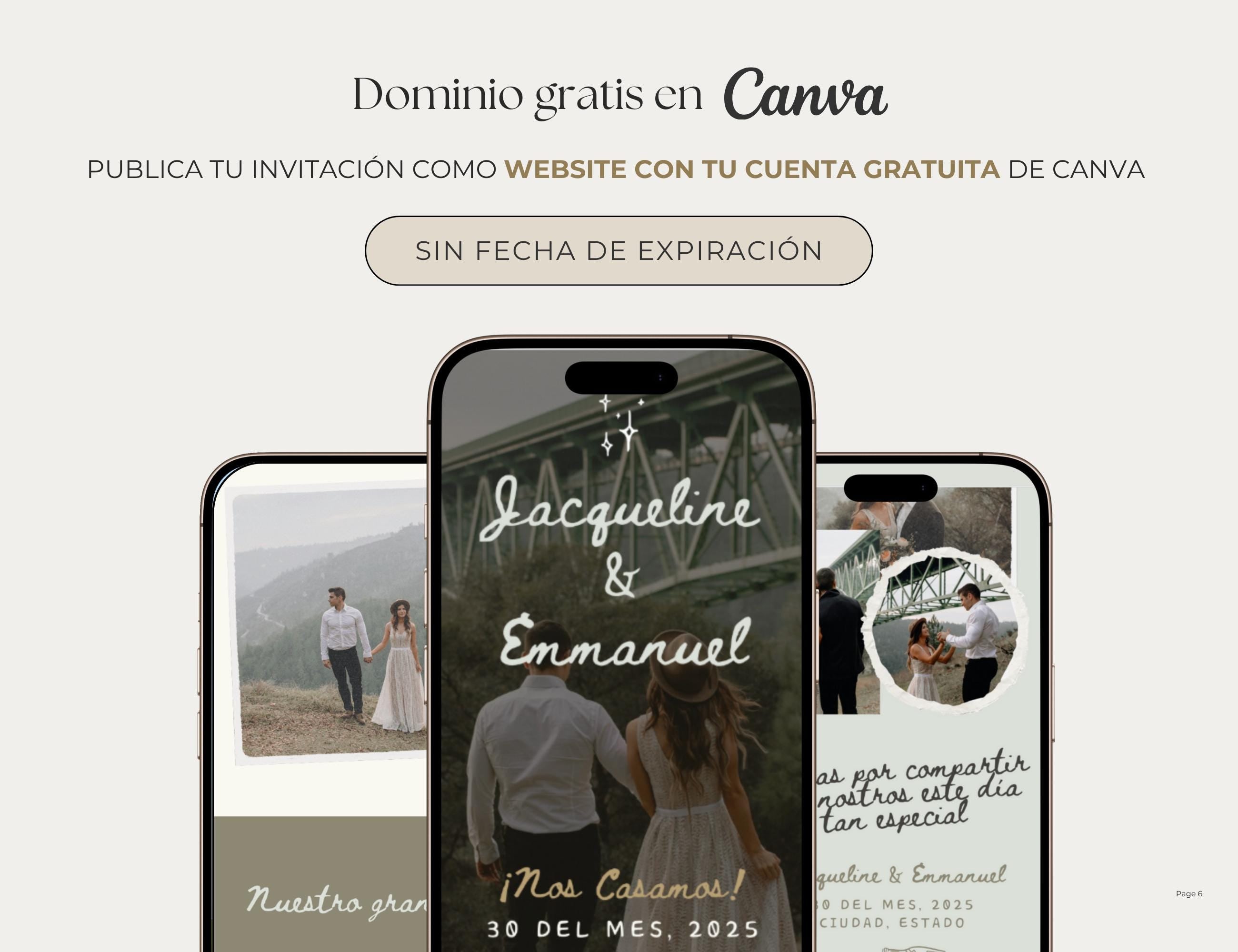 Invitación web boda - Plantilla editable en Canva - Doodles