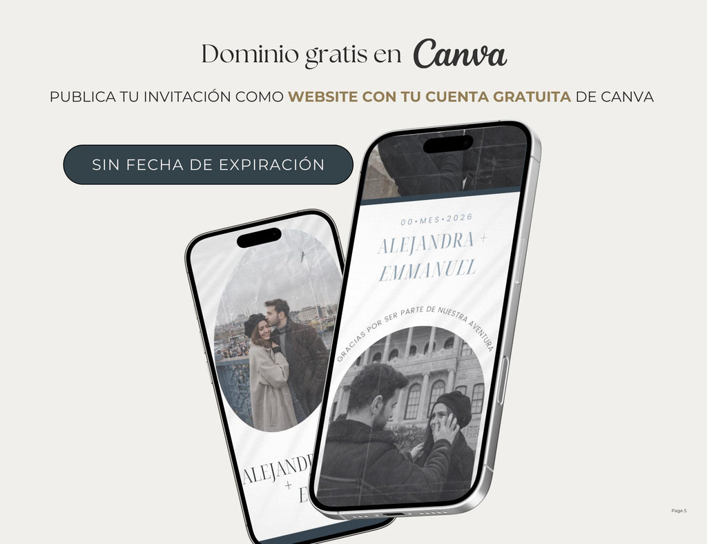 Invitación Web Boda (Plantilla editable Canva) - Vintage