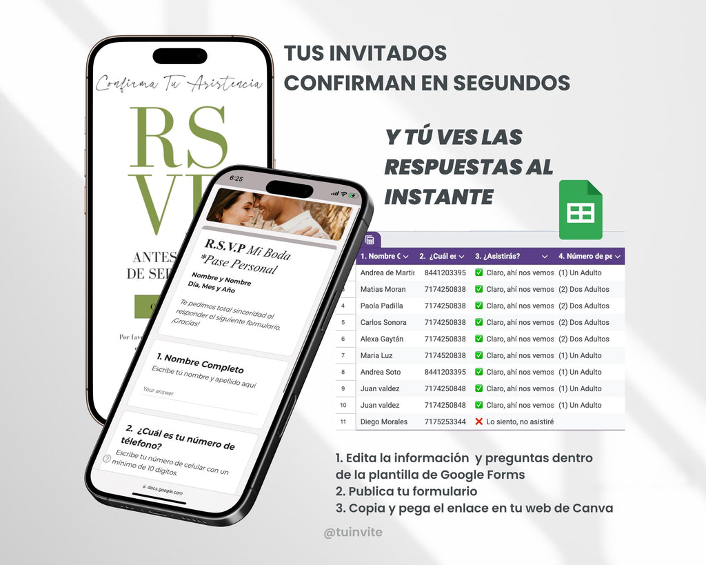 Invitación web boda - Plantilla editable en Canva - Floral