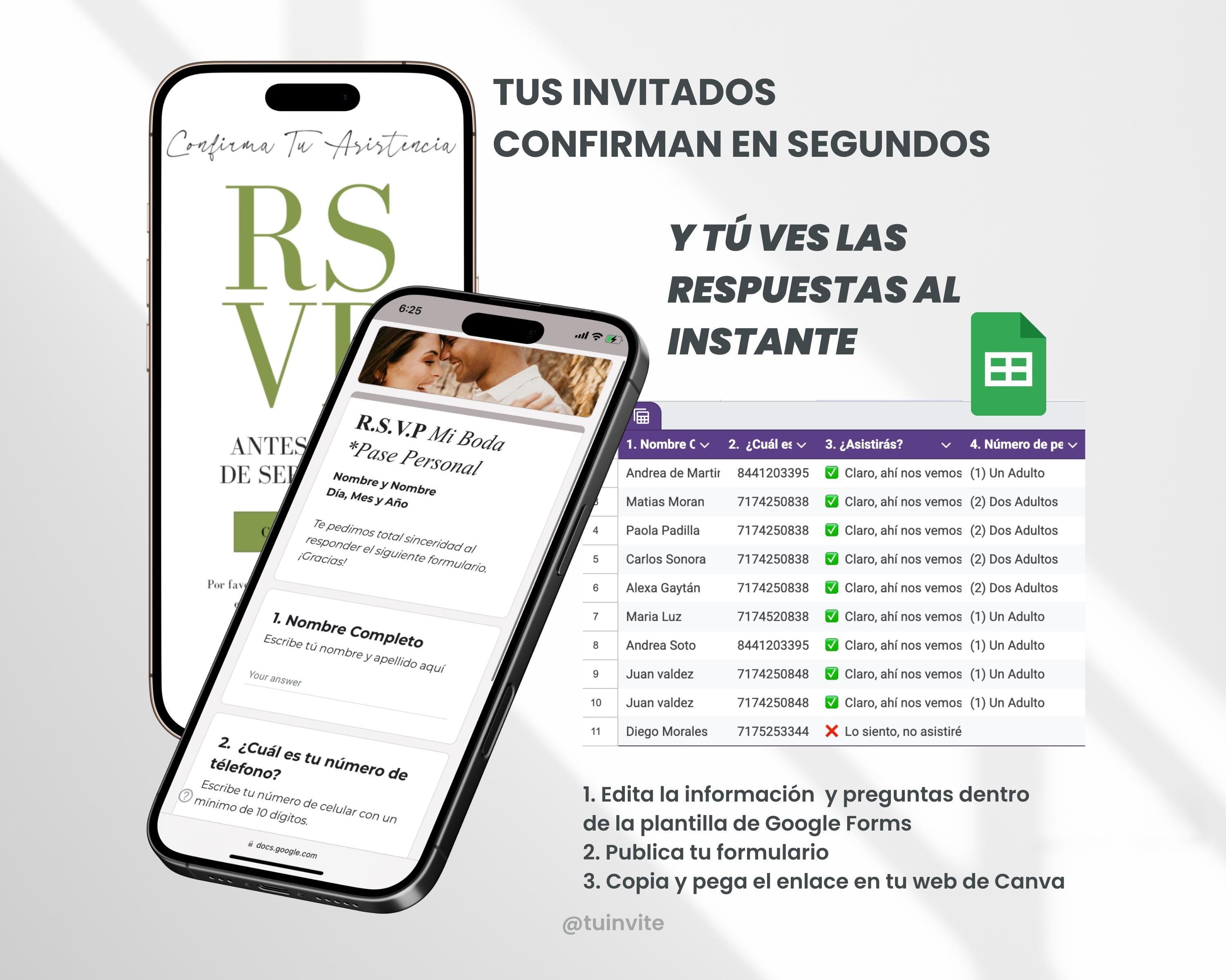 Invitación web boda - Plantilla editable en Canva - Floral