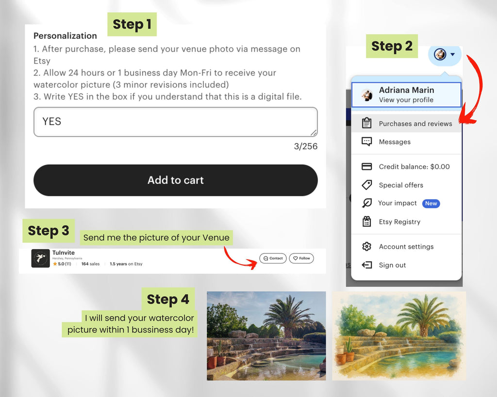 Custom Watercolor Venue Wedding Invitation Template (Canva)