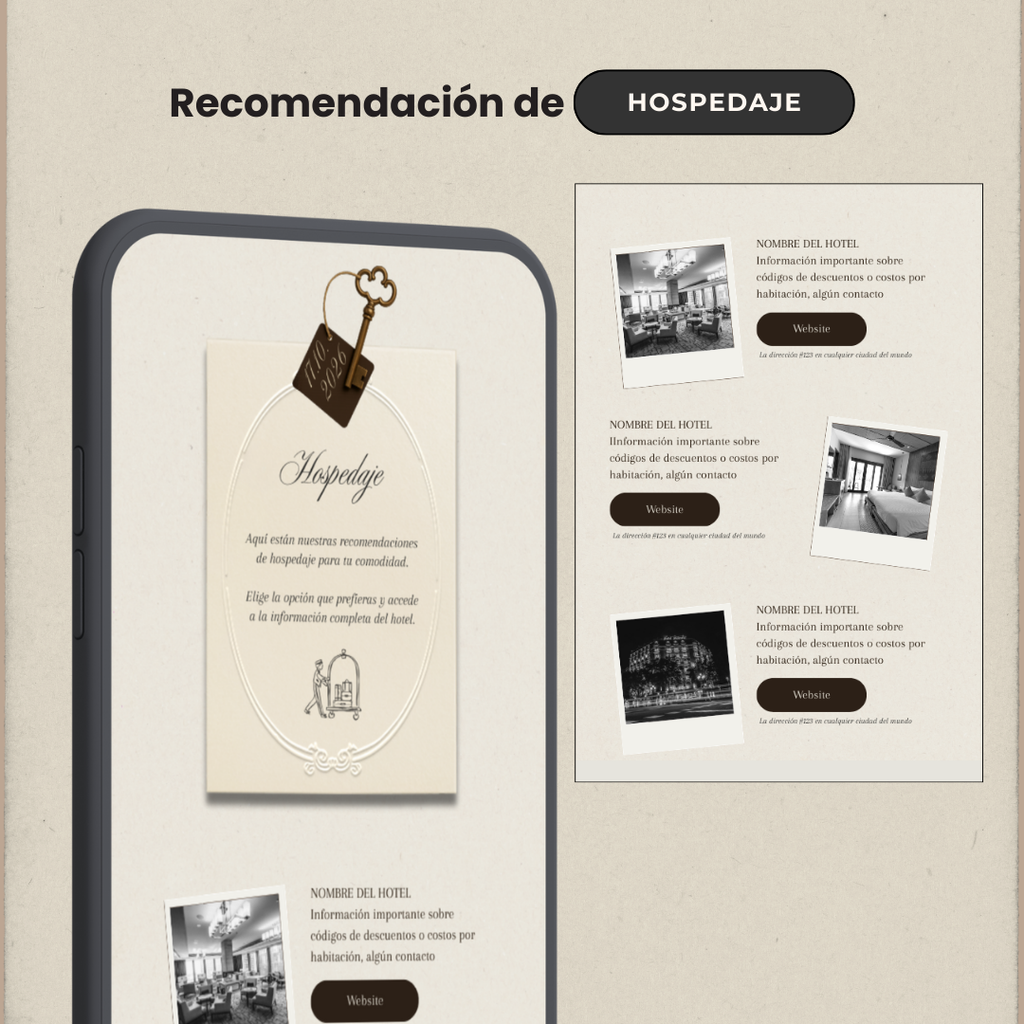 Invitación web boda - Plantilla editable en Canva - Atemporal