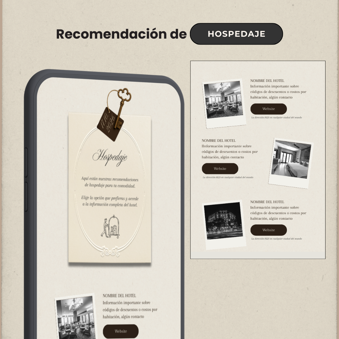 Invitación web boda - Plantilla editable en Canva - Atemporal