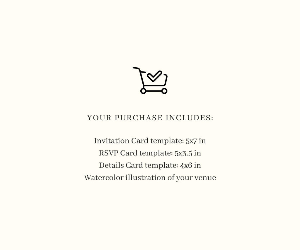 Custom Watercolor Venue Wedding Invitation Template (Canva)