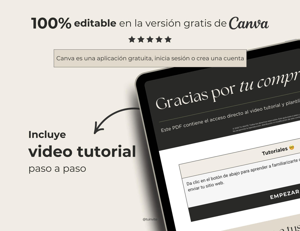 Invitación web boda - Plantilla editable en Canva - Minimalista