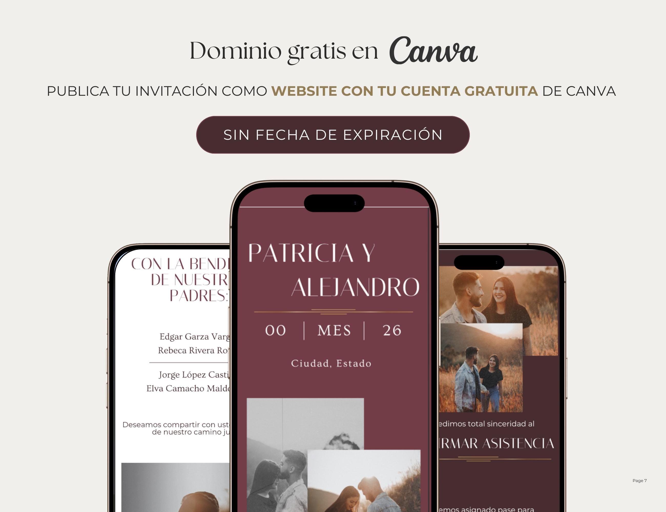Invitación web boda - Plantilla editable en Canva - Burgundy