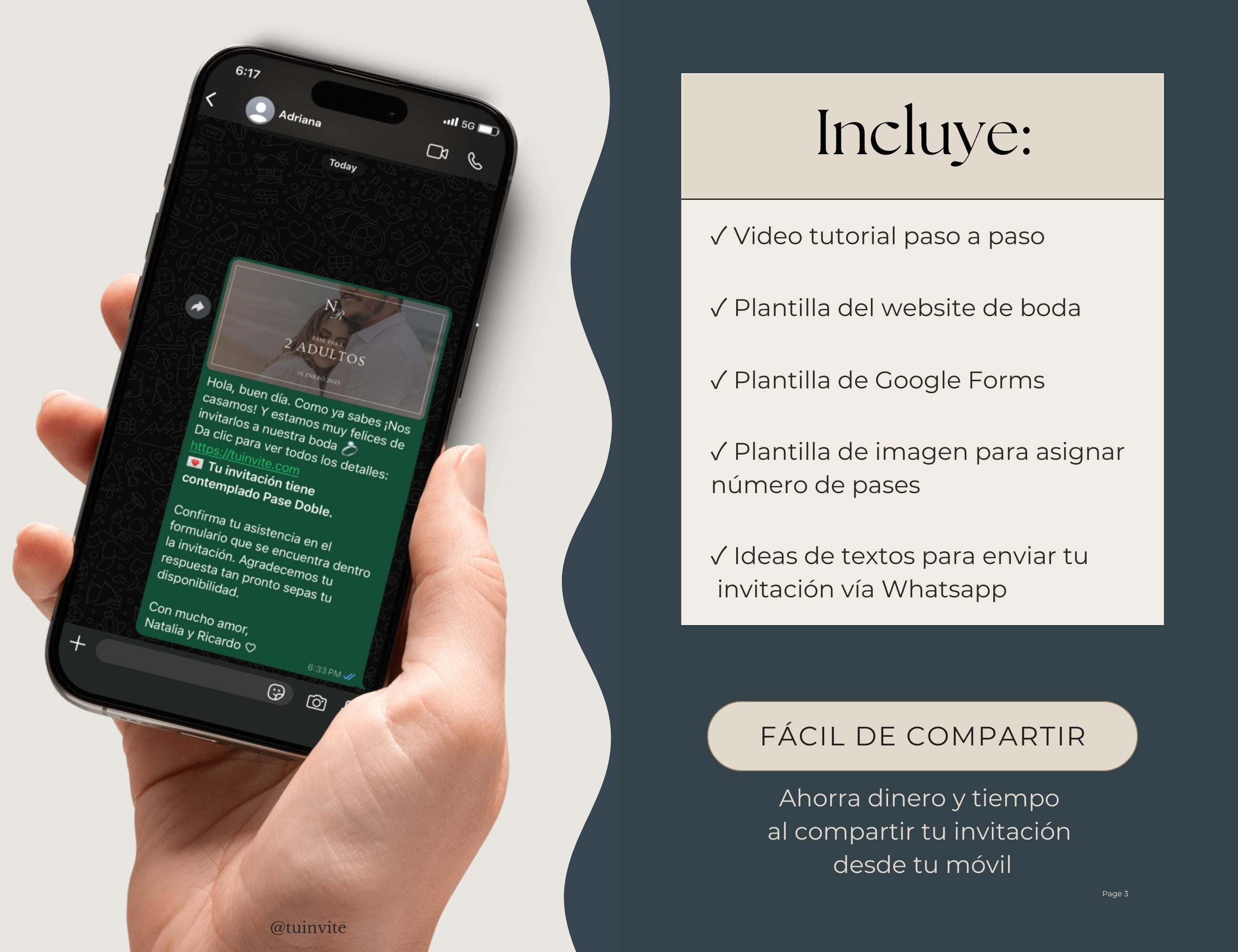 Invitación Web Boda (Plantilla editable Canva) - Vintage