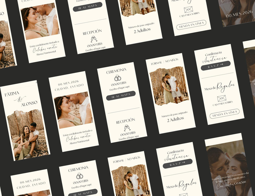 Invitación web boda - Plantilla editable en Canva - Minimalista