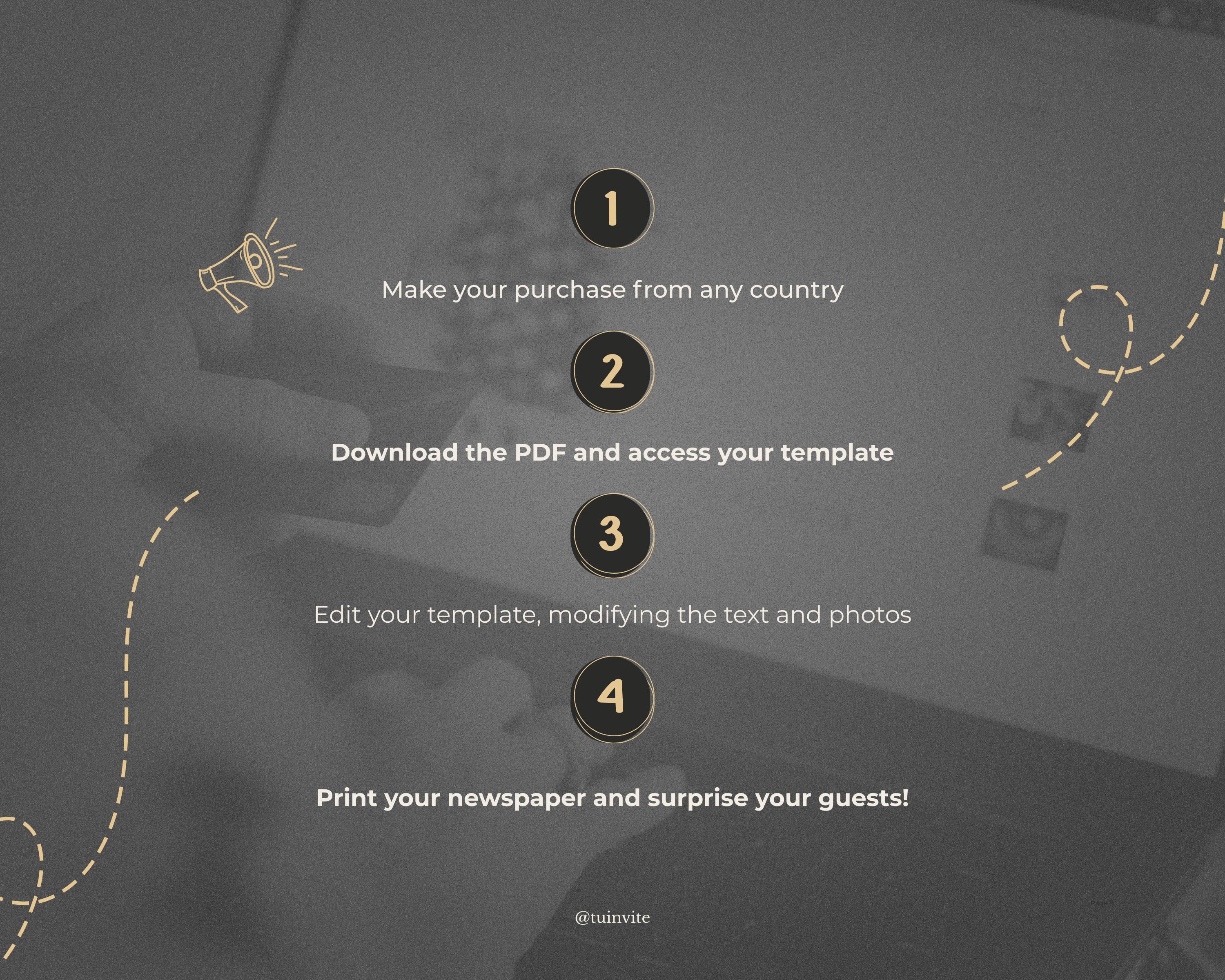 Newspaper Save the Date Canva Template - Easy to edit in Canva