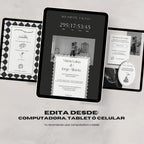 Invitación web boda - Plantilla editable en Canva - Monocromática - Tu Invite