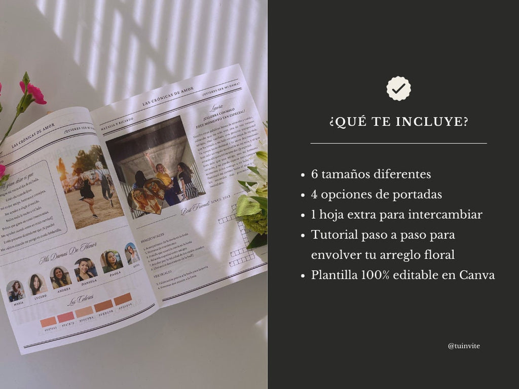 Propuesta Dama de Honor - Periódico para envoltura de ramo de flores - Plantilla Canva