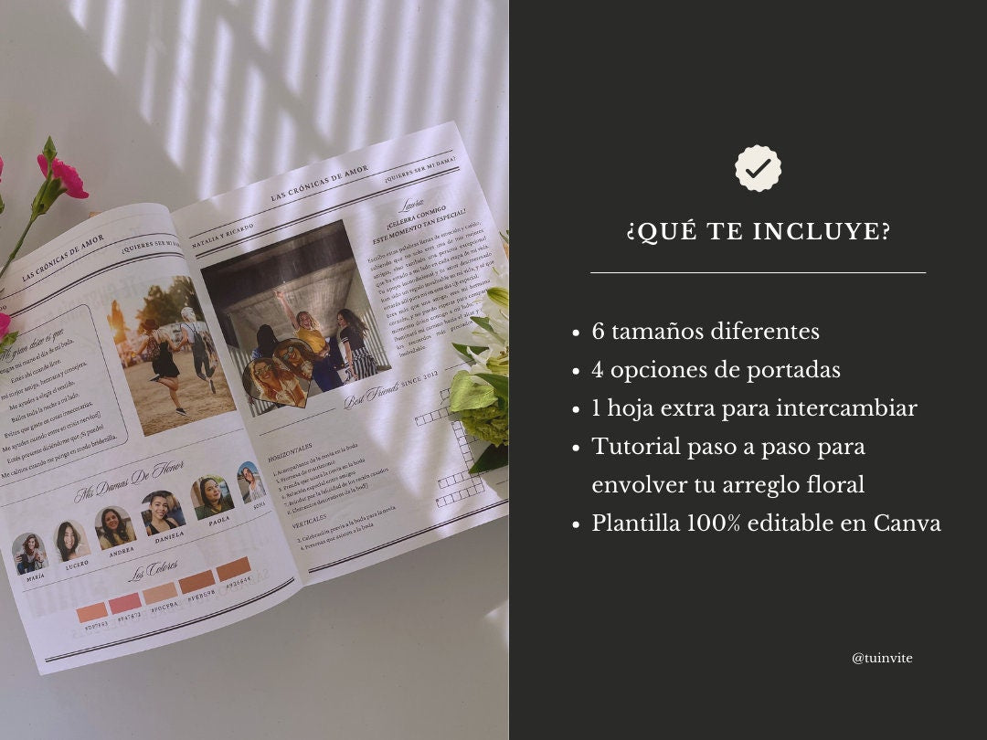 Propuesta Dama de Honor - Periódico para envoltura de ramo de flores - Plantilla Canva