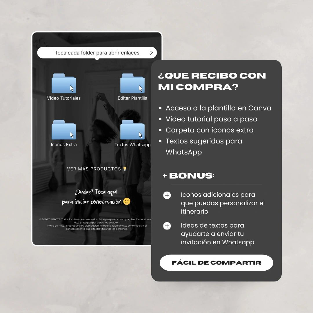 Invitación web boda - Plantilla editable en Canva - Monocromática - Tu Invite