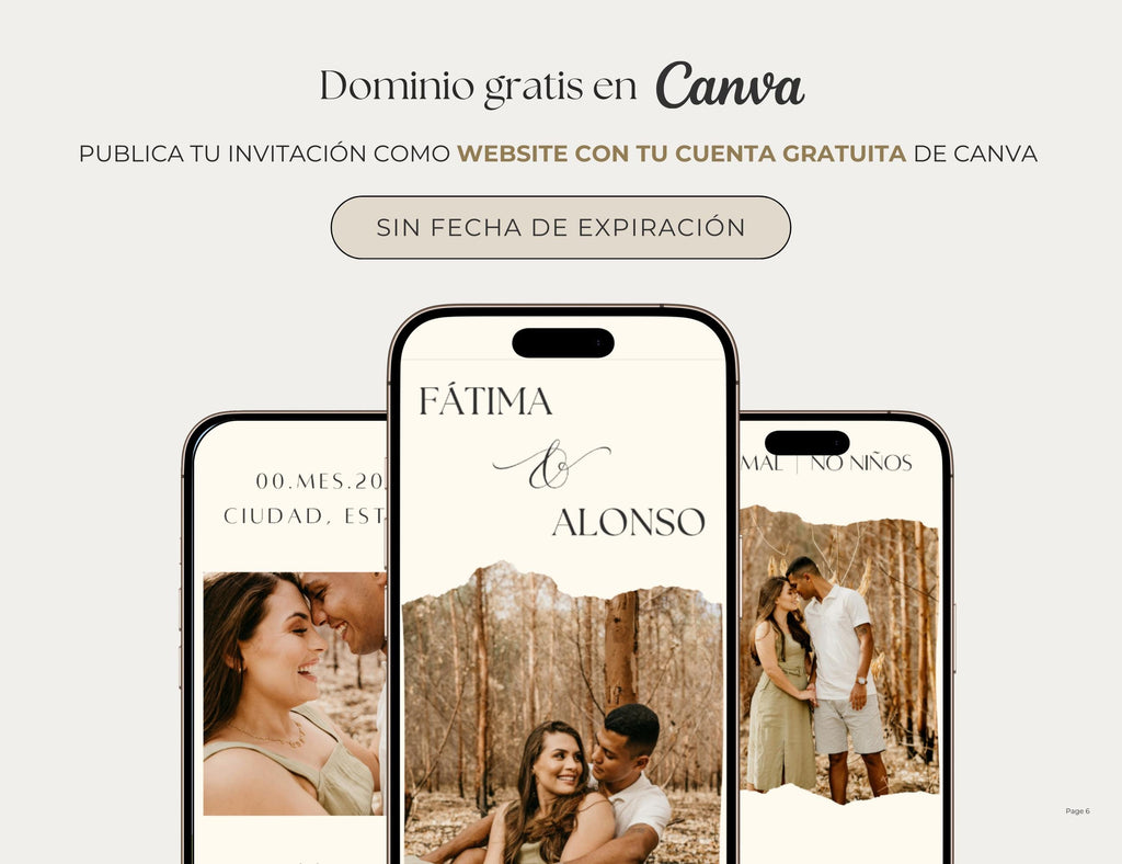 Invitación web boda - Plantilla editable en Canva - Minimalista