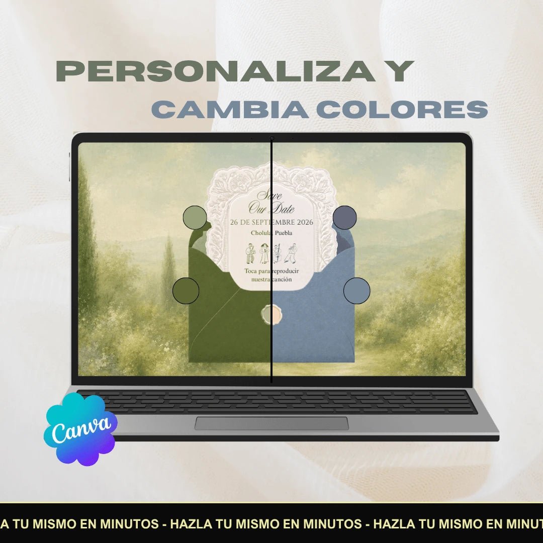 Invitación web para Save The Date - Plantilla editable en Canva - Clásica - Tu Invite