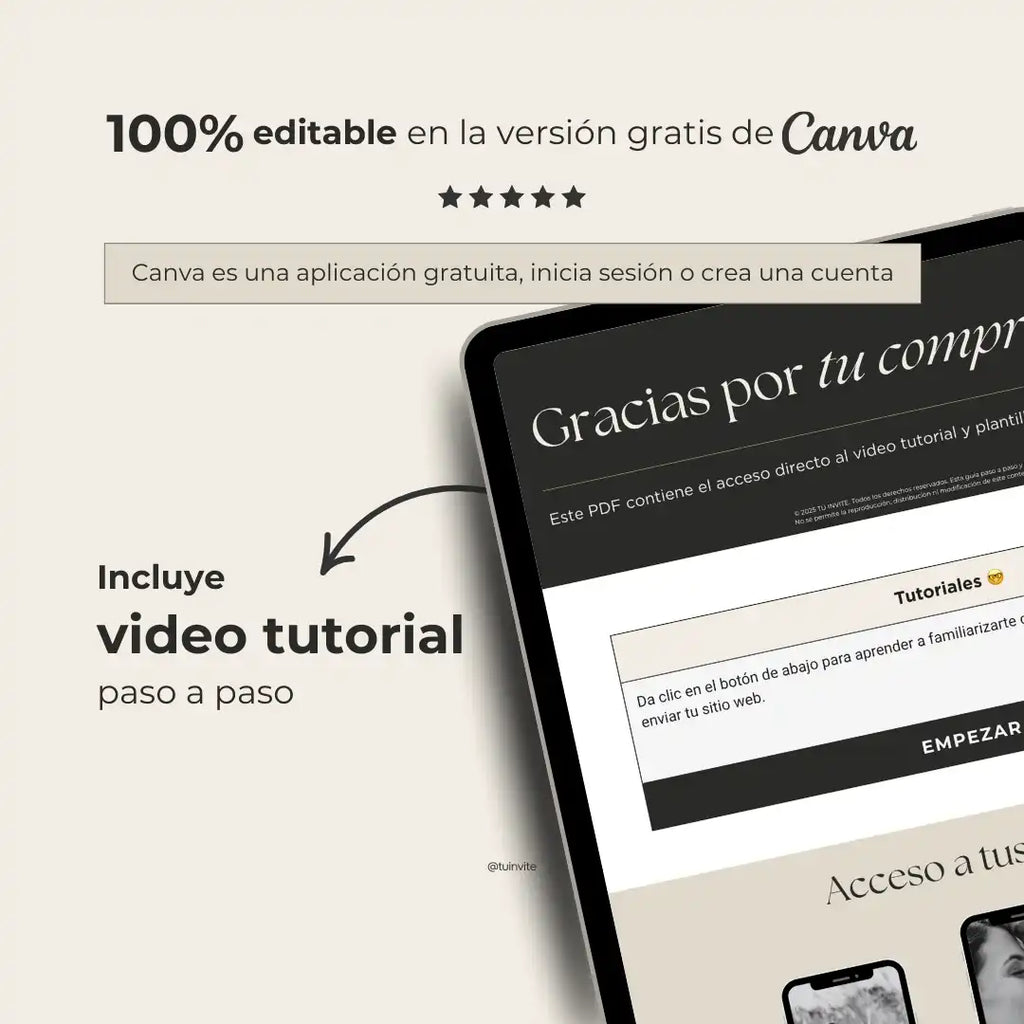 Invitación web boda - Plantilla editable en Canva - Minimalista