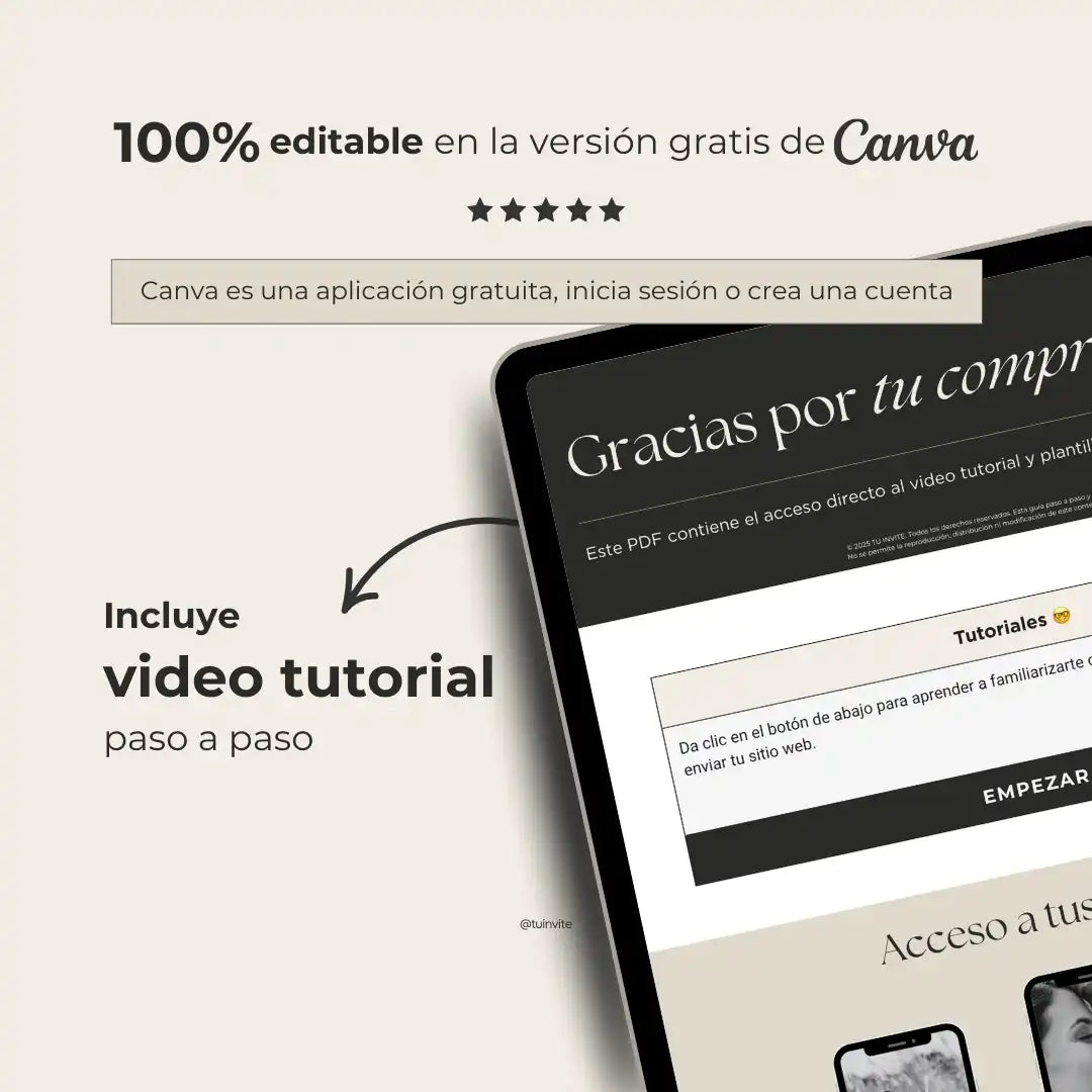 Invitación web boda - Plantilla editable en Canva - Minimalista