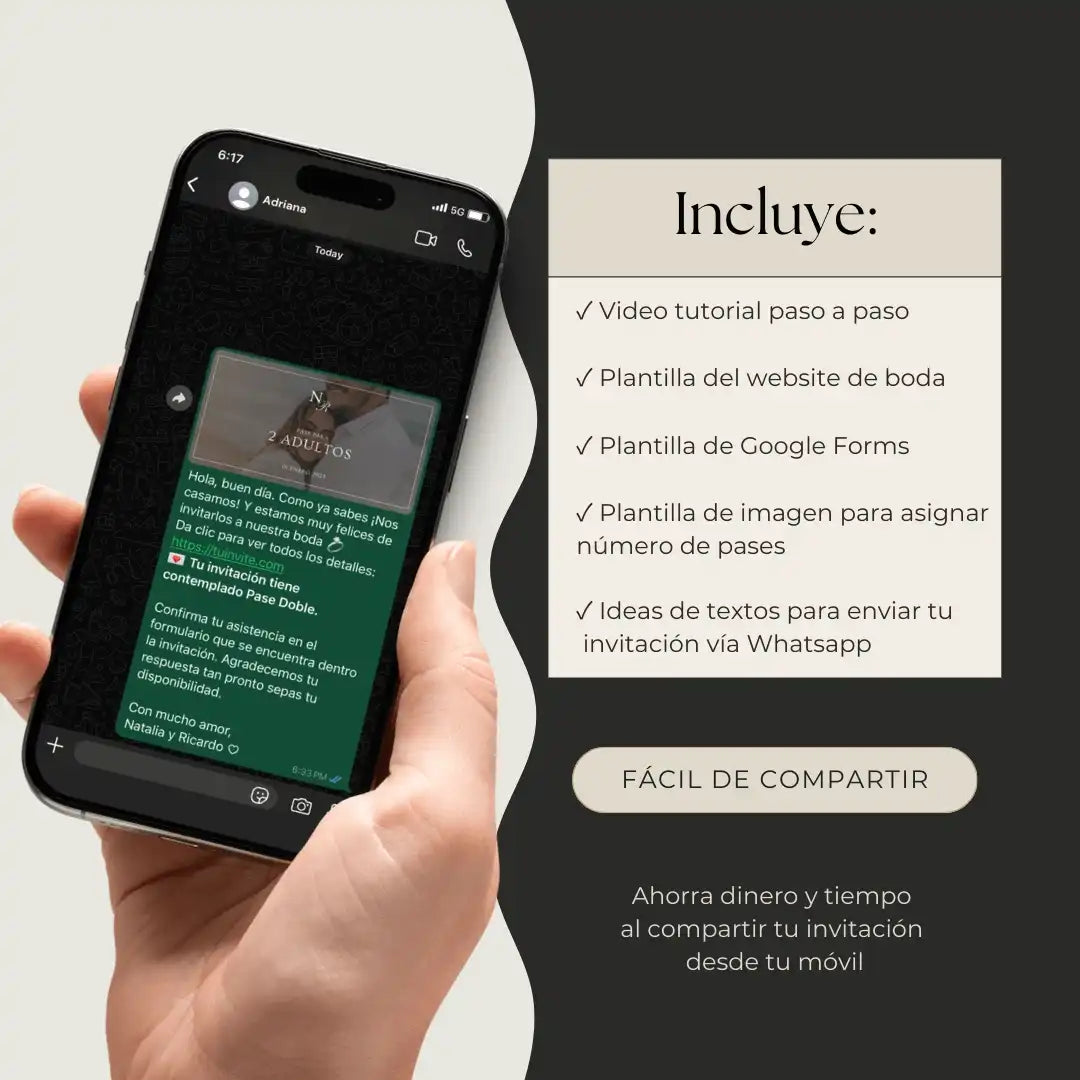 Invitación web boda - Plantilla editable en Canva - Minimalista