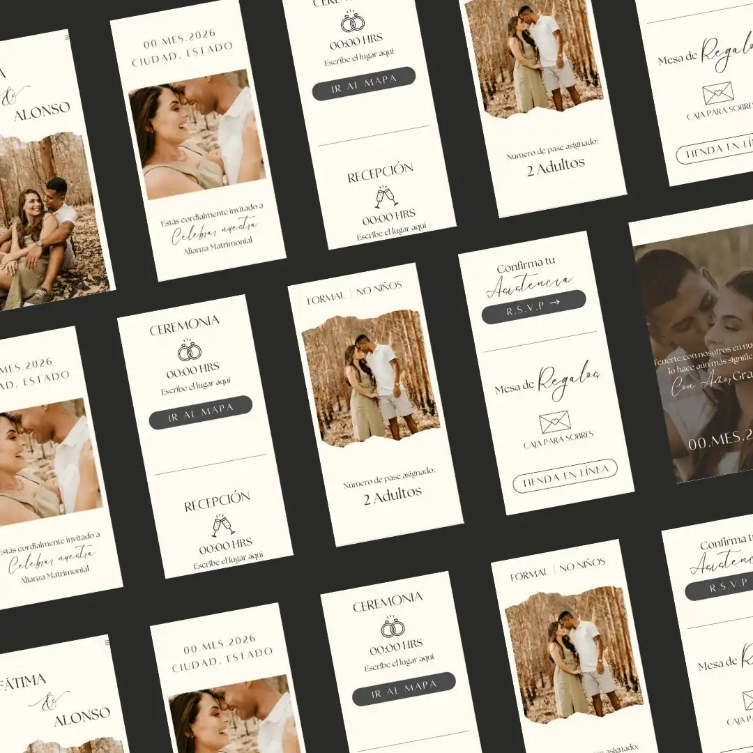 Invitación web boda - Plantilla editable en Canva - Minimalista