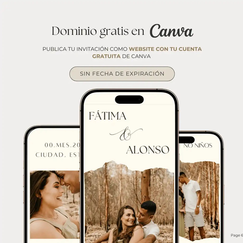 Invitación web boda - Plantilla editable en Canva - Minimalista