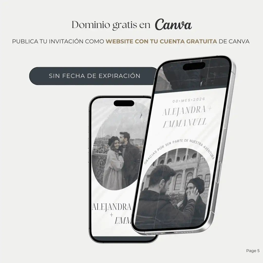 Invitación Web Boda - Plantilla editable Canva - Vintage