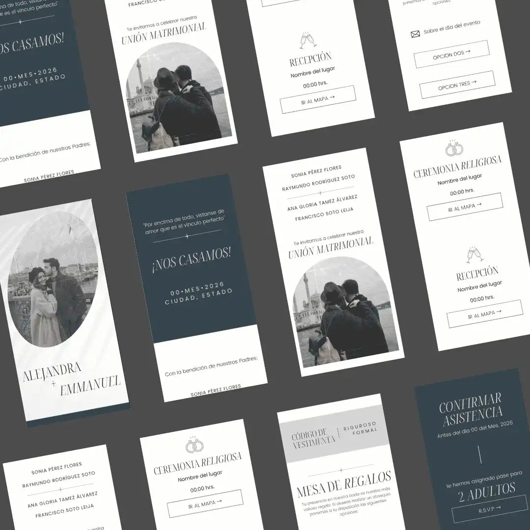 Invitación Web Boda - Plantilla editable Canva - Vintage