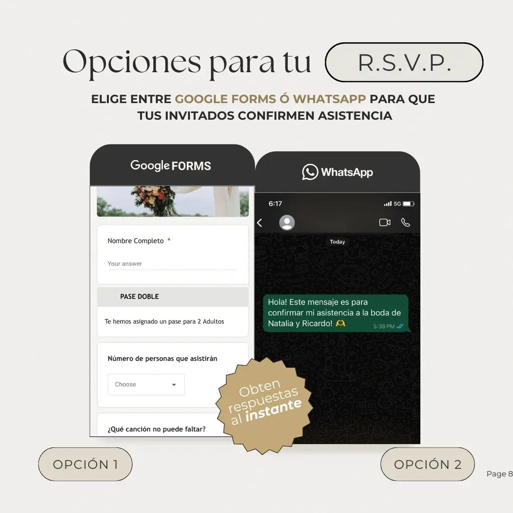 Invitación web boda - Plantilla editable en Canva - Doodles