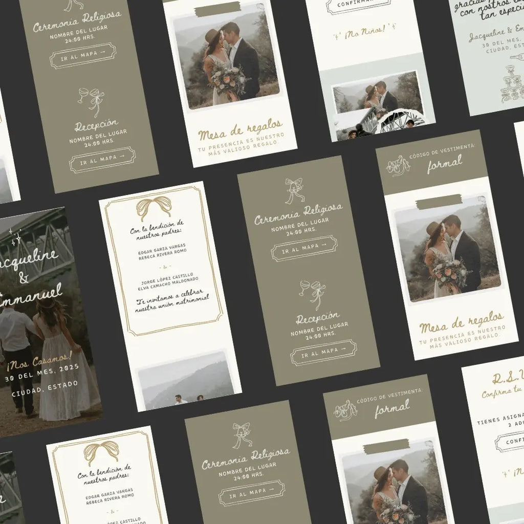 Invitación web boda - Plantilla editable en Canva - Doodles