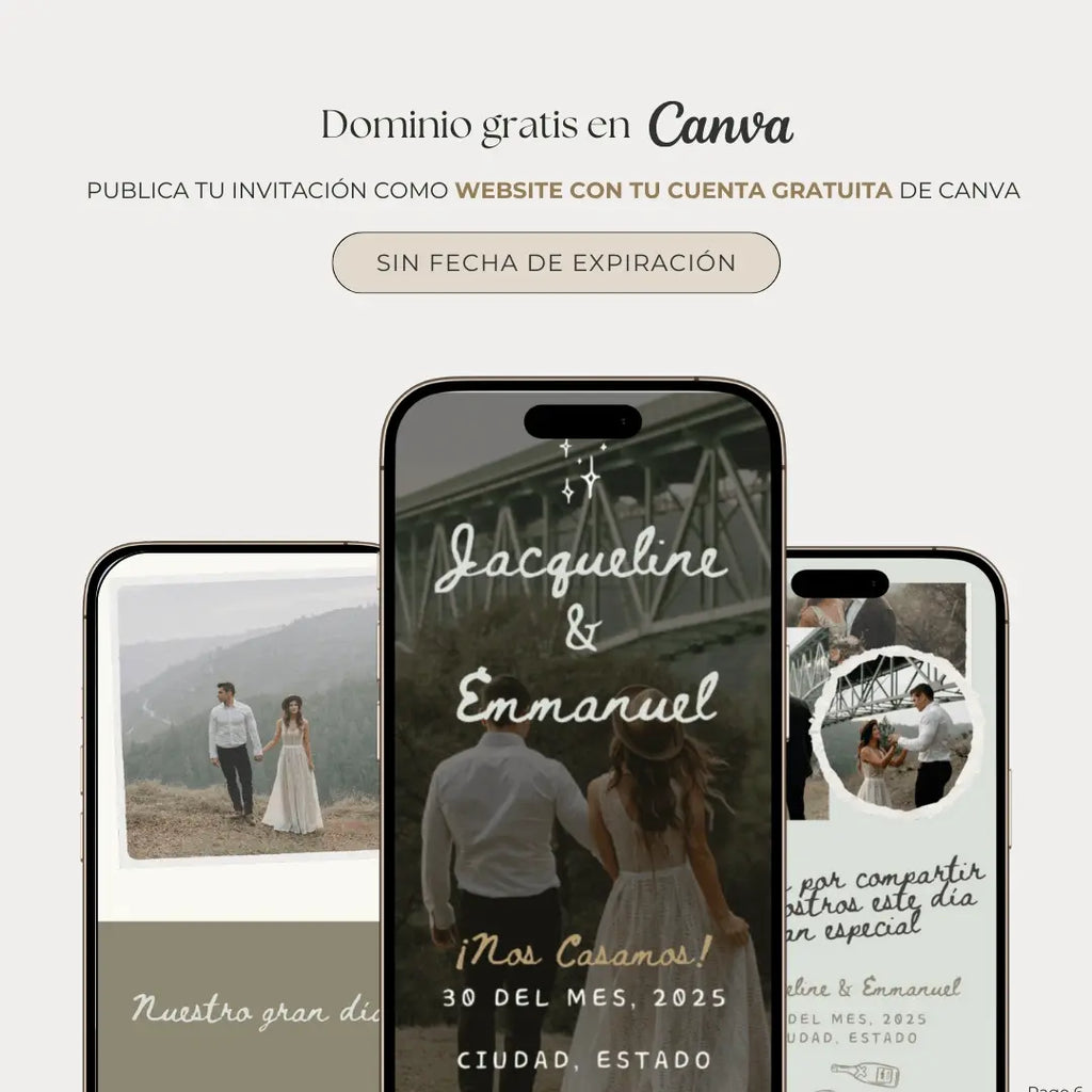 Invitación web boda - Plantilla editable en Canva - Doodles