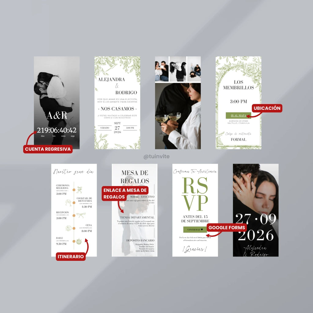 Invitación web boda - Plantilla editable en Canva - Floral