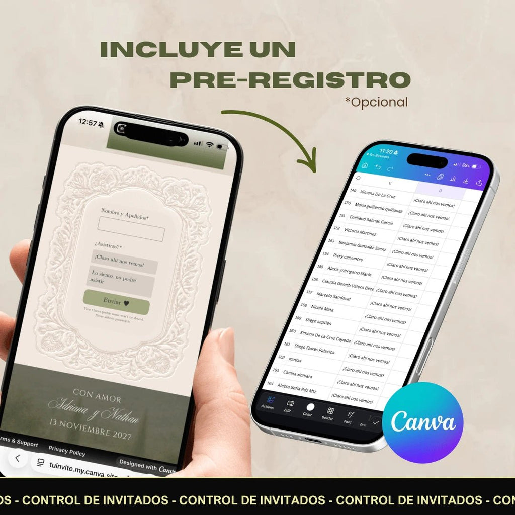 Invitación web para Save The Date - Plantilla editable en Canva - Clásica - Tu Invite