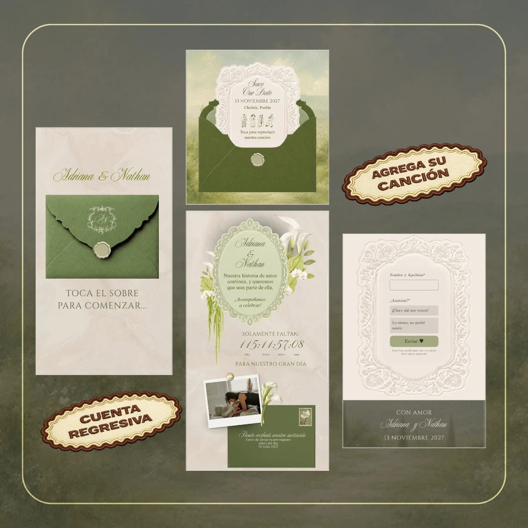 Invitación web para Save The Date - Plantilla editable en Canva - Clásica - Tu Invite