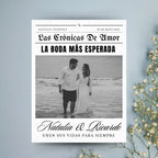 Periódico de boda -Plantilla editable en Canva