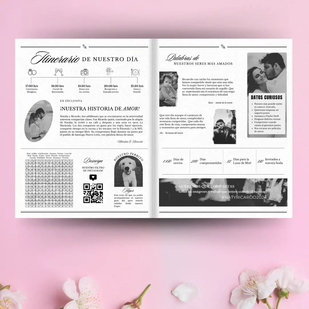 Periódico de boda -Plantilla editable en Canva