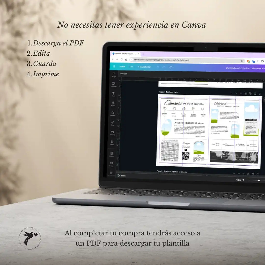 Periódico de boda -Plantilla editable en Canva