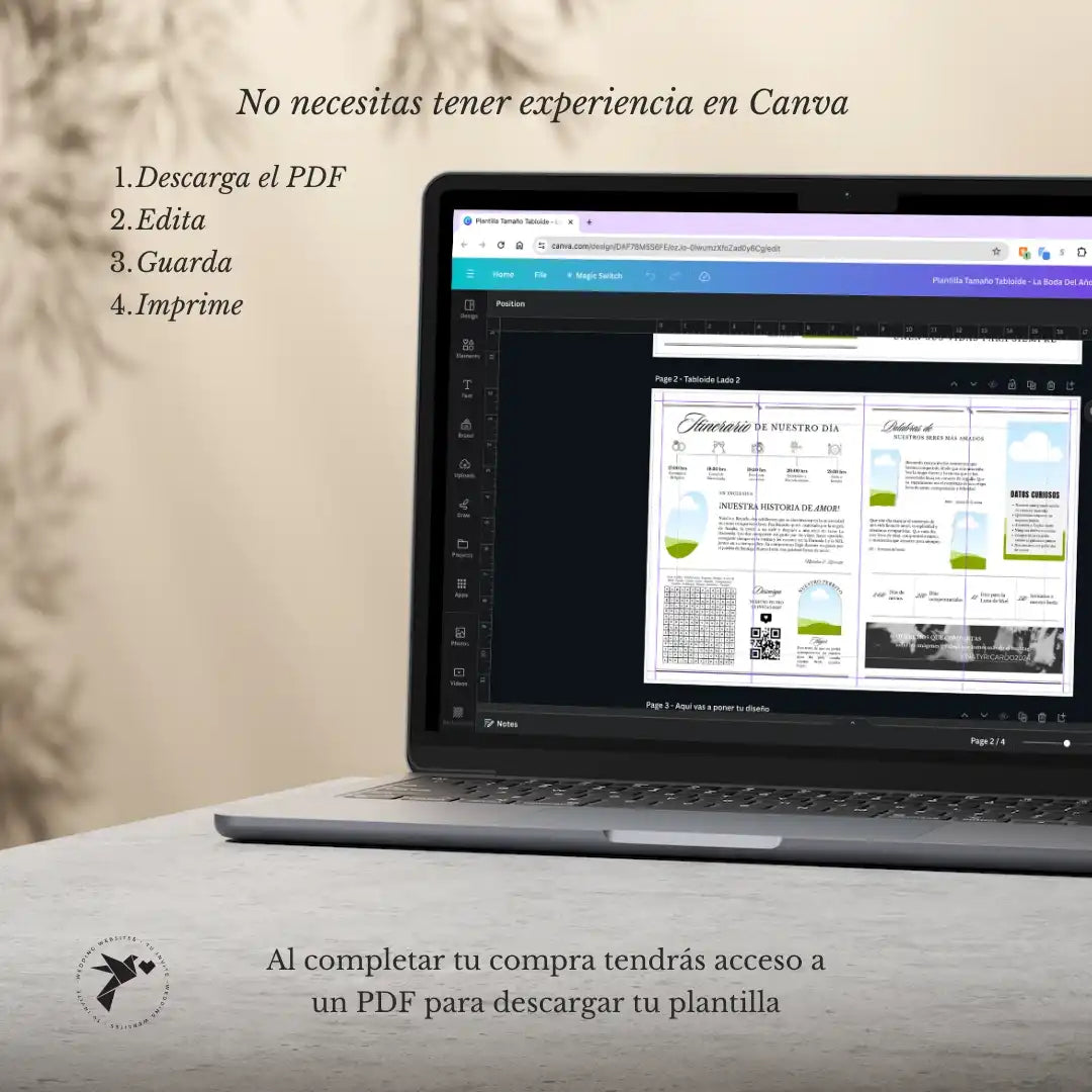 Periódico de boda -Plantilla editable en Canva