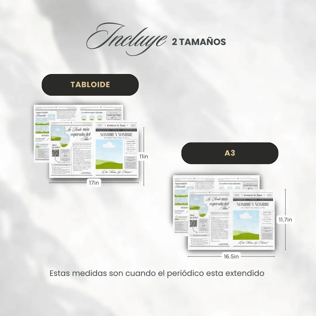 Periódico de boda 2025 -Plantilla editable en Canva