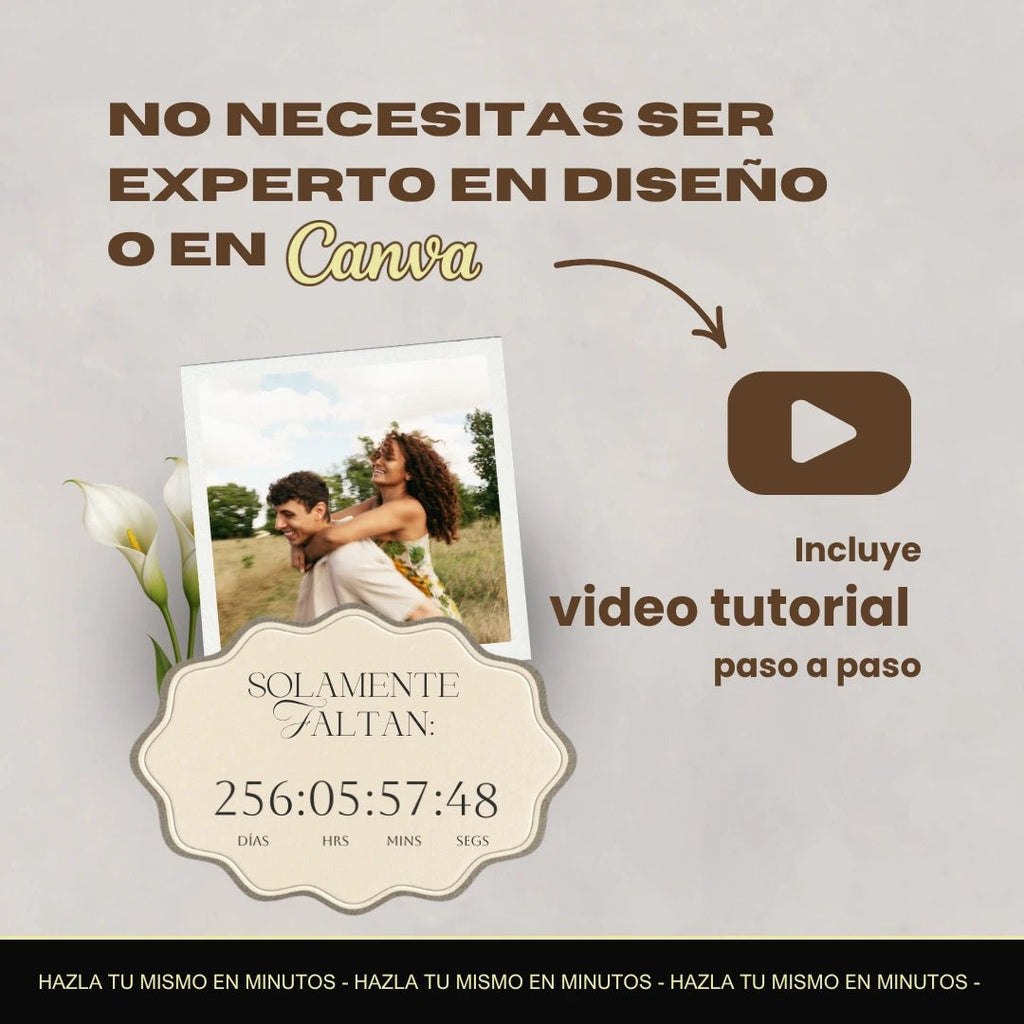 Invitación web para Save The Date - Plantilla editable en Canva - Encaje - Tu Invite
