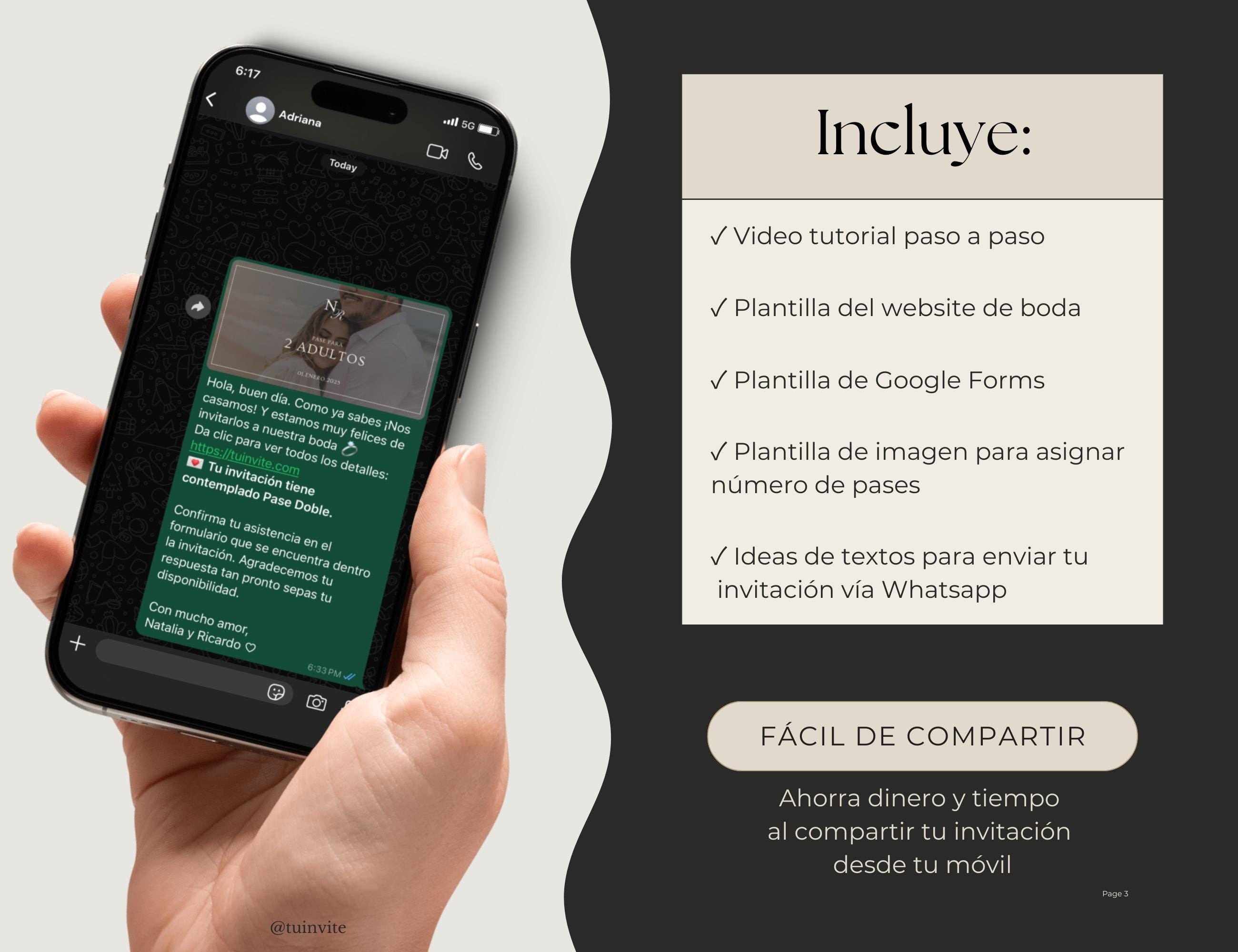 Invitación web boda - Plantilla editable en Canva - Minimalista