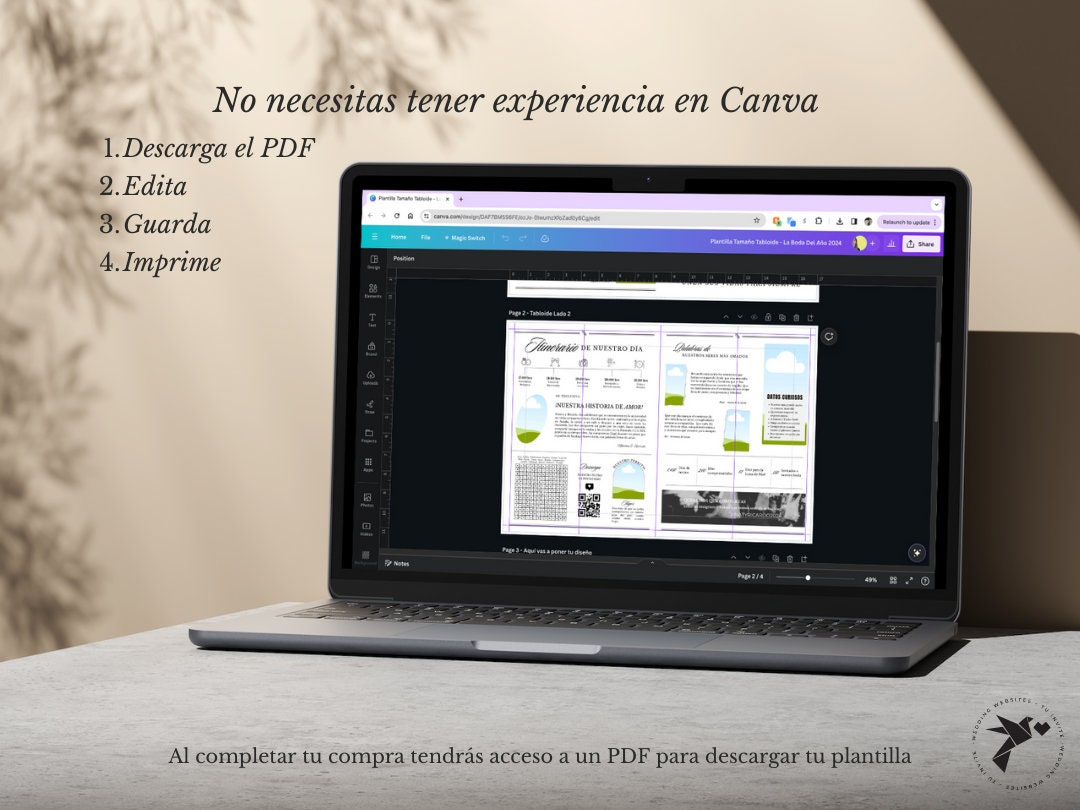 Periódico de boda -Plantilla editable en Canva