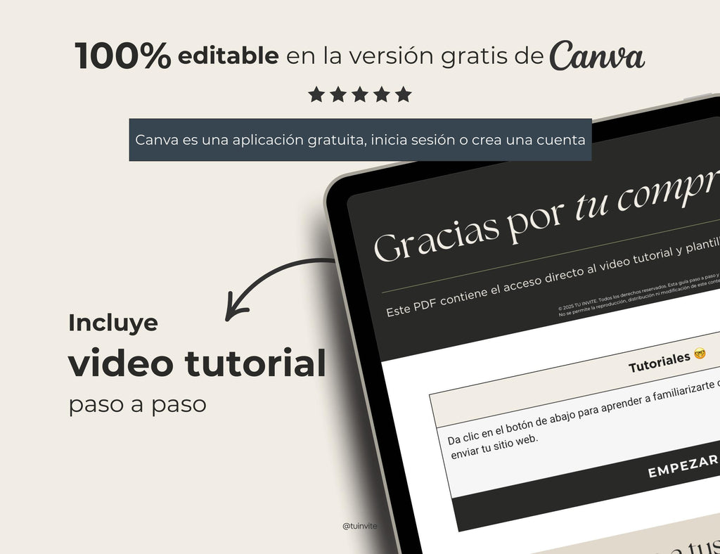 Invitación Web Boda (Plantilla editable Canva) - Vintage