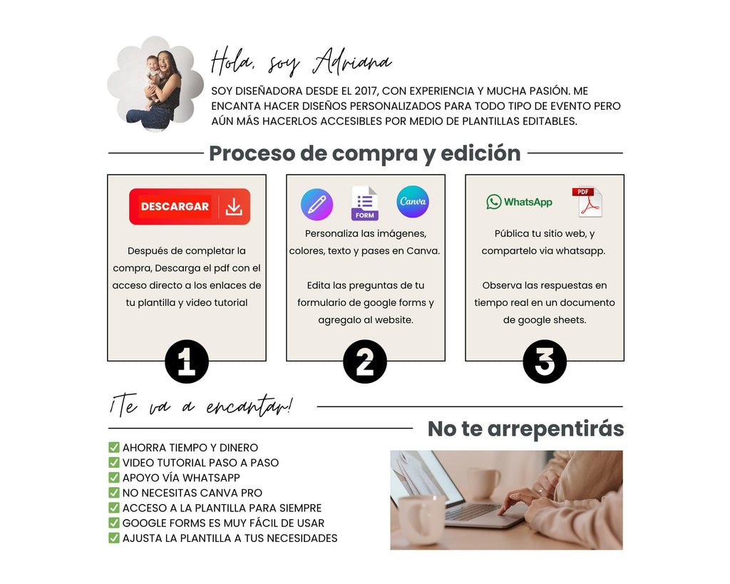 Invitación web boda - Plantilla editable en Canva - Floral