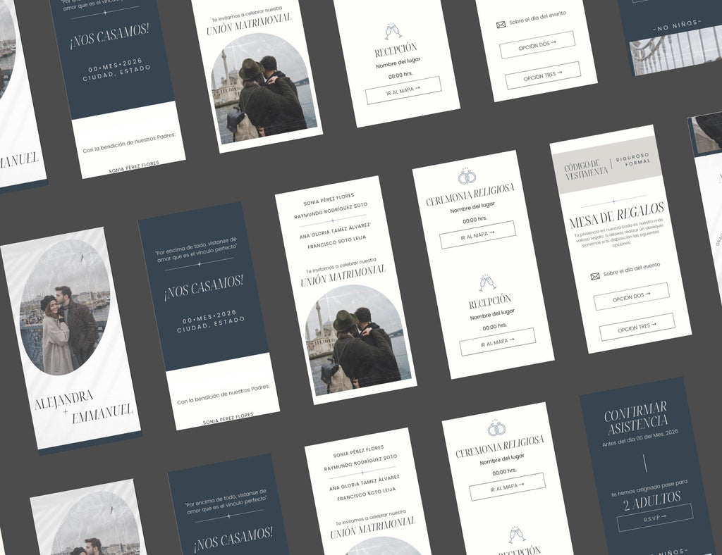 Invitación Web Boda (Plantilla editable Canva) - Vintage