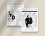 Newspaper Save the Date Canva Template - Easy to edit in Canva