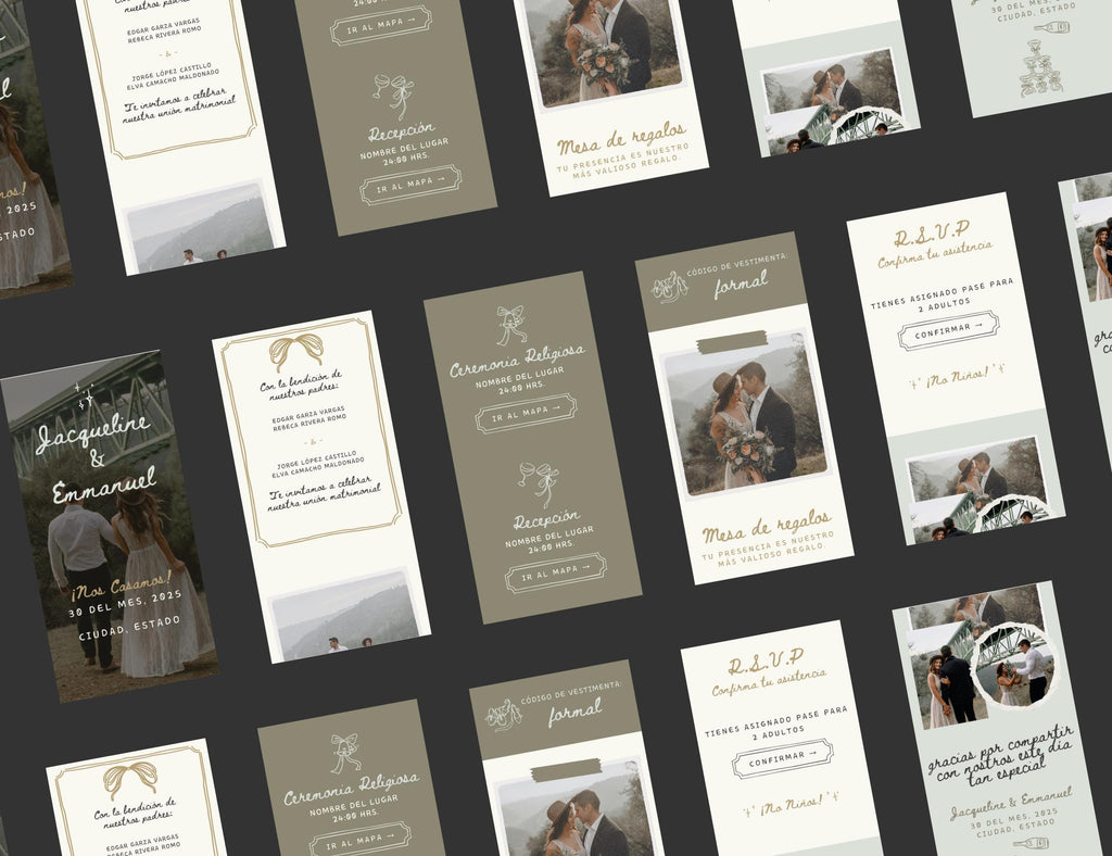 Invitación web boda - Plantilla editable en Canva - Doodles