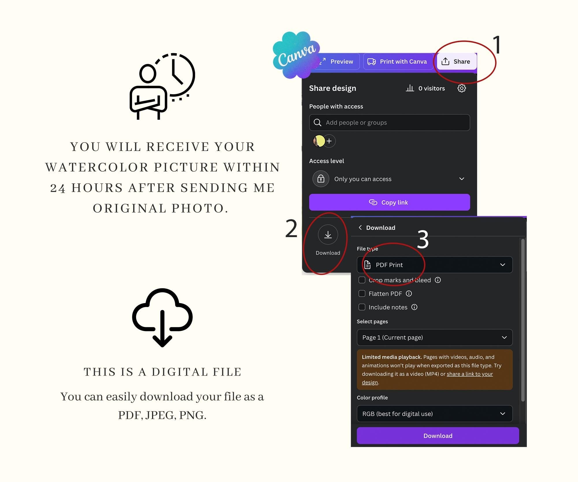 Custom Watercolor Venue Wedding Invitation Template (Canva)